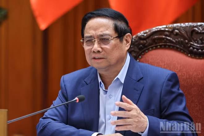 Thủ tướng Chính phủ Phạm Minh Chính phát biểu kết luận cuộc họp. (Ảnh: TRẦN HẢI)