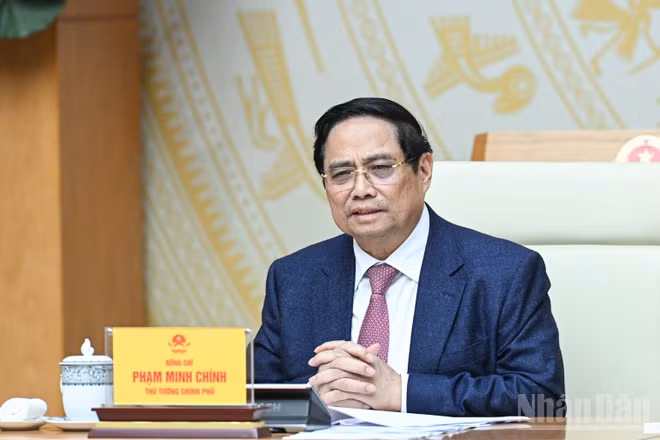 Thủ tướng Chính phủ Phạm Minh Chính chủ trì Phiên họp lần thứ nhất của Ban Chỉ đạo. (Ảnh: Trần Hải)