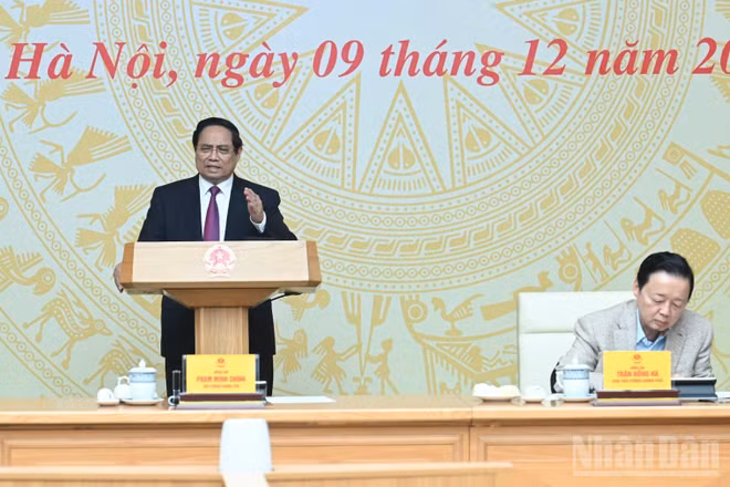 Thủ tướng Chính phủ Phạm Minh Chính chủ trì Phiên họp lần thứ 25 của Ban Chỉ đạo Quốc gia về IUU. (Ảnh: TRẦN HẢI)