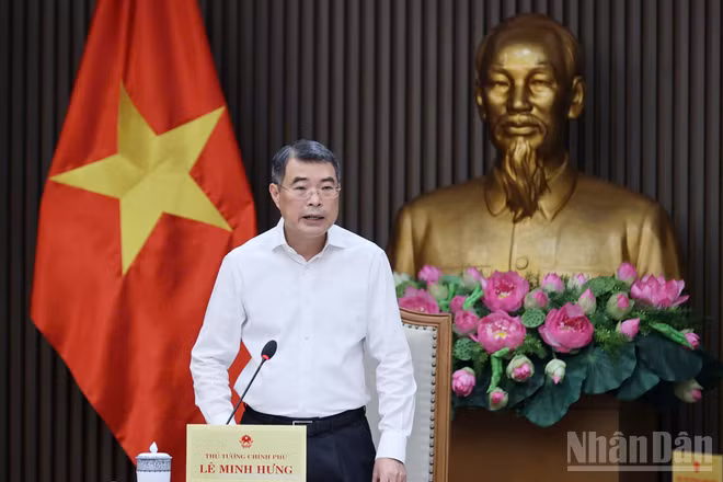 Thủ tướng Chính phủ Lê Minh Hưng chủ trì cuộc họp của Thường trực Chính phủ. (Ảnh: VGP/Nhật Bắc)