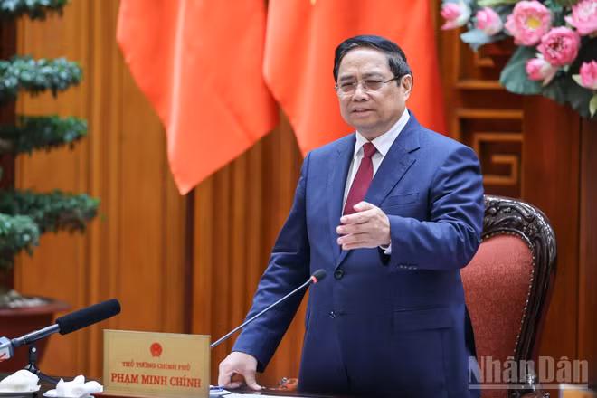 Thủ tướng Chính phủ Phạm Minh Chính phát biểu ý kiến kết luận cuộc họp. (Ảnh: Trần Hải)