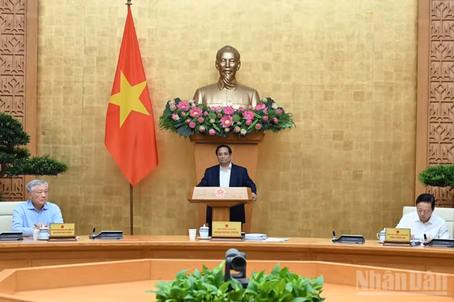 Thủ tướng Phạm Minh Chính chủ trì phiên họp Chính phủ chuyên đề xây dựng pháp luật tháng 9/2025. (Ảnh: Trần Hải) 