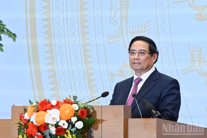 Thủ tướng Chính phủ Phạm Minh Chính phát biểu ý kiến tại hội nghị. (Ảnh: Trần Hải)