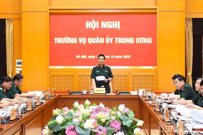 Đại tướng Phan Văn Giang chủ trì hội nghị. (Ảnh: THẾ ĐẠI)