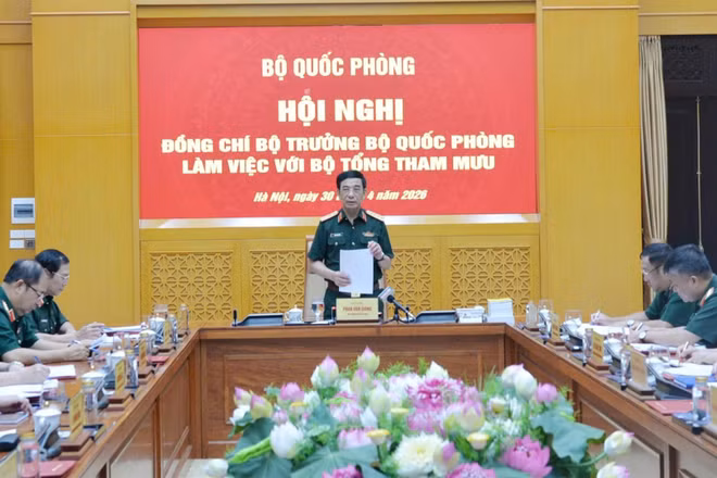 Đại tướng Phan Văn Giang phát biểu chỉ đạo tại hội nghị.