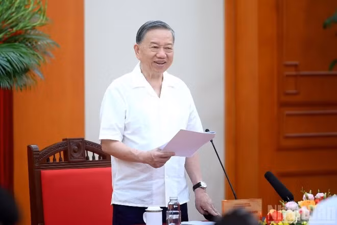 Tổng Bí thư, Chủ tịch nước Tô Lâm phát biểu kết luận tại buổi làm việc với Ban Tổ chức Trung ương. (Ảnh: ĐĂNG KHOA)