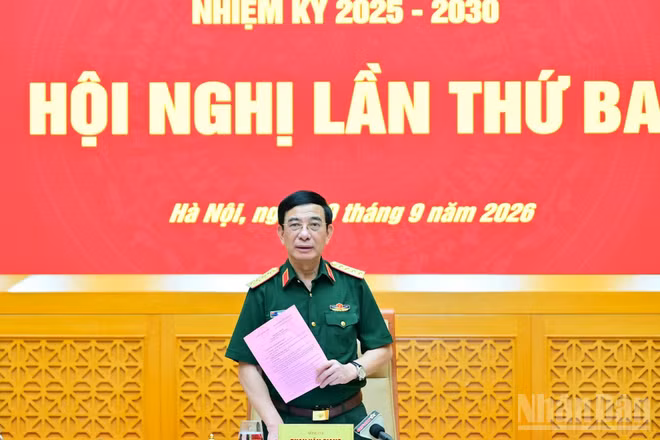 Đại tướng Phan Văn Giang phát biểu tại hội nghị. (Ảnh: THẾ ĐẠI)