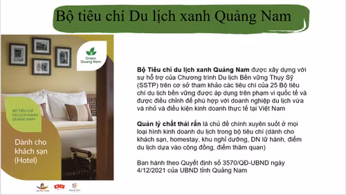 Quảng Nam đã xây dựng và áp dụng Bộ tiêu chí Du lịch xanh Quảng Nam.