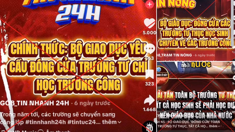 Tin giả về giải tán trường tư thục. (Ảnh: Bộ Giáo dục và Đào tạo cung cấp)