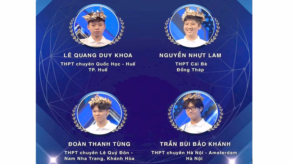 Bốn gương mặt vào chung kết “Đường lên đỉnh Olympia” 2025. (Ảnh: Chương trình “Đường lên đỉnh Olympia”)