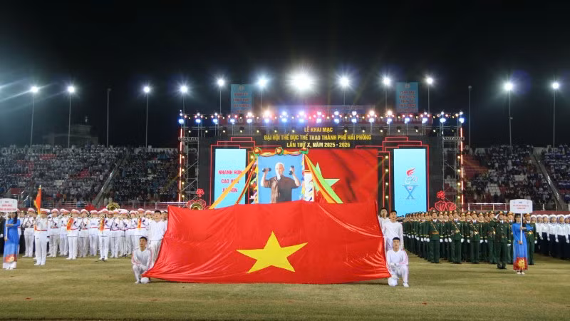Lễ Khai mạc Đại hội Thể dục thể thao thành phố Hải Phòng lần thứ X được tổ chức tại Sân vận động Lạch Tray (Hải Phòng).