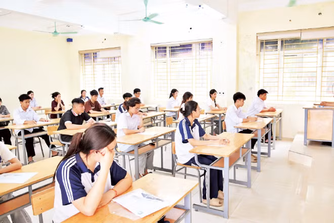 Điểm thi Trường trung học phổ thông A Thanh Liêm, tỉnh Ninh Bình trong kỳ thi vừa qua. (Ảnh: THẾ ĐẠI)