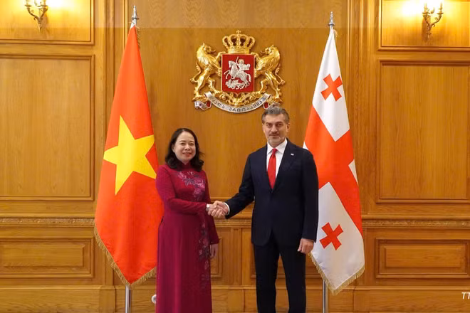 Phó Chủ tịch nước Võ Thị Ánh Xuân hội kiến Tổng thống Georgia Mikheil Kavelashvili, tại thủ đô Tbilisi, ngày 13/10/2026. (Ảnh: TTXVN)