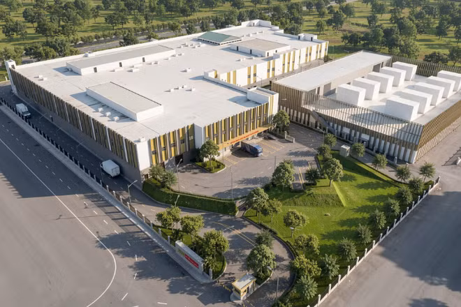 Toàn cảnh Nhà máy sản xuất suất ăn hàng không tại Phú Quốc nhìn từ trên cao. (Ảnh: Sun Group)