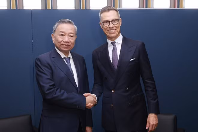 Tổng Bí thư, Chủ tịch nước Tô Lâm gặp Tổng thống Phần Lan Alexander Stubb ngày 24/9/2024. (Ảnh: LÂM KHÁNH/TTXVN)