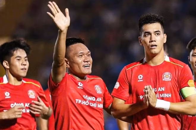Niềm vui chiến thắng của các cầu thủ Câu lạc bộ Công an Thành phố Hồ Chí Minh.