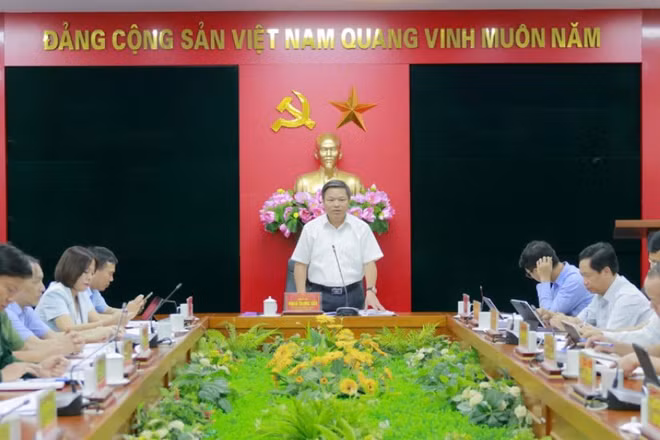 Phó Chủ tịch Ủy ban nhân dân tỉnh Phú Thọ Phan Trọng Tấn phát biểu tại hội nghị. (Ảnh: LÊ HOÀNG)