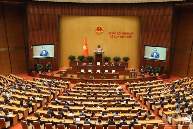 Quang cảnh phiên họp ở hội trường tại Kỳ họp thứ 9, Quốc hội khóa XV. (Ảnh: DUY LINH)