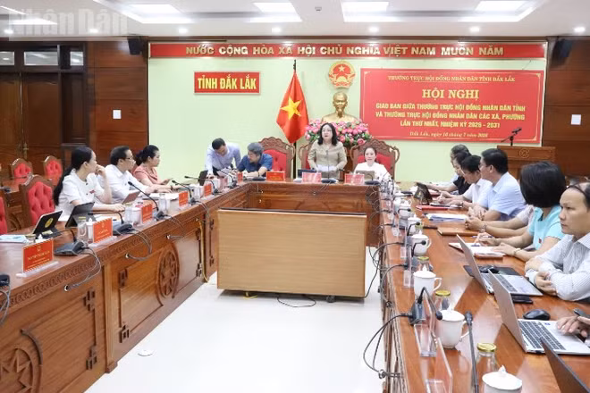Phó Bí thư Thường trực Tỉnh ủy, Chủ tịch Hội đồng nhân dân tỉnh Đắk Lắk Cao Thị Hòa An phát biểu tại buổi giao ban.