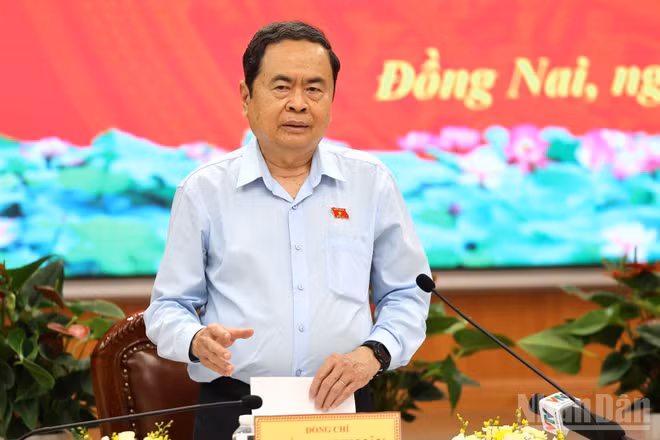 Chủ tịch Quốc hội Trần Thanh Mẫn phát biểu chỉ đạo tại buổi làm việc với Ủy ban Bầu cử tỉnh Đồng Nai.