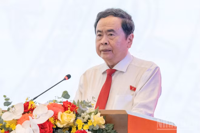 Chủ tịch Quốc hội Trần Thanh Mẫn phát biểu khai mạc Diễn đàn. (Ảnh: THỦY NGUYÊN)