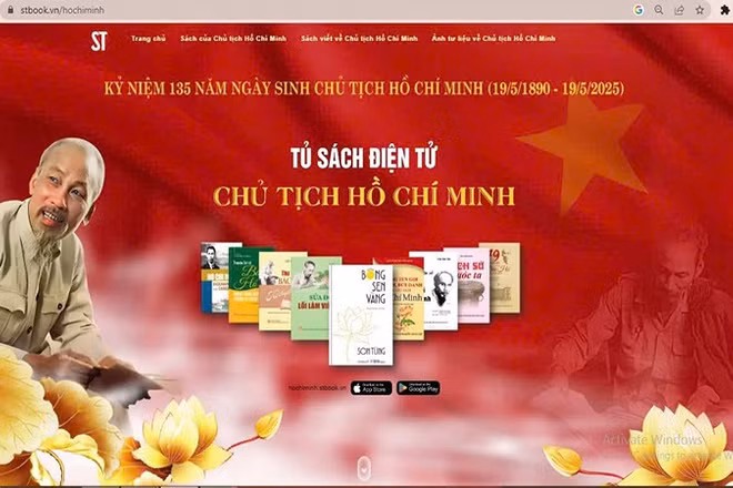 Tủ sách điện tử Chủ tịch Hồ Chí Minh trên nền tảng Stbook.vn.