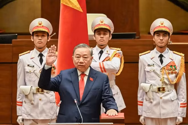 Tổng Bí thư, Chủ tịch nước Cộng hòa xã hội chủ nghĩa Việt Nam Tô Lâm tuyên thệ nhậm chức. (Ảnh: THỦY NGUYÊN)