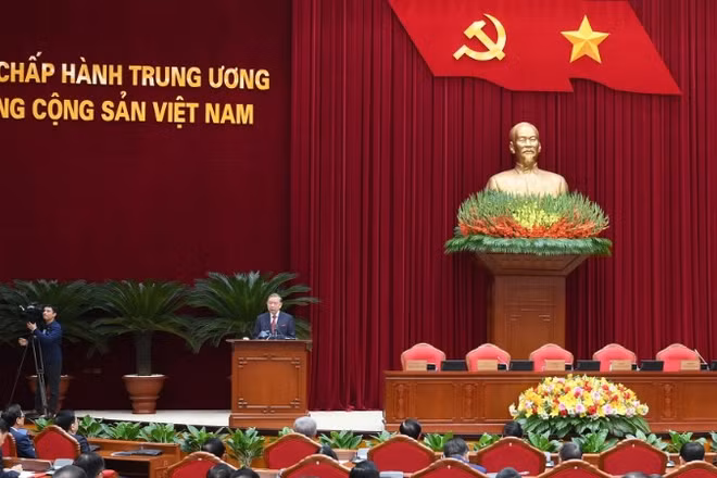 Tổng Bí thư Tô Lâm phát biểu bế mạc Hội nghị lần thứ 15 Ban Chấp hành Trung ương Đảng Cộng sản Việt Nam khóa XIII. (Ảnh ĐĂNG KHOA)