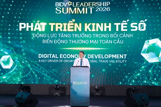 Tổng Giám đốc BIDV Lê Ngọc Lâm phát biểu tại sự kiện. 