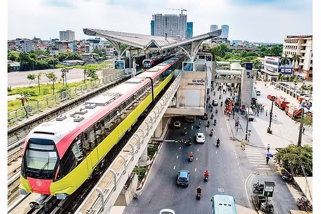 Tàu điện hoạt động trên tuyến đường sắt đô thị Nhổn-ga Hà Nội (Ảnh Hà Nội Metro) 
