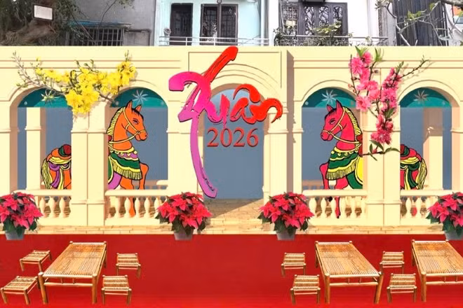 Không gian viết thư pháp và cắm hoa nghệ thuật tại “Hội Xuân Bính Ngọ 2026”.