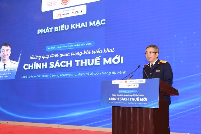 Cục trưởng Cục Thuế Mai Xuân Thành phát biểu khai mạc hội thảo.