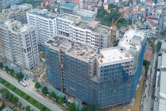 Dự án nhà ở xã hội CT3 Kim Chung nhìn toàn cảnh từ trên cao. (Ảnh: Ban tổ chức)