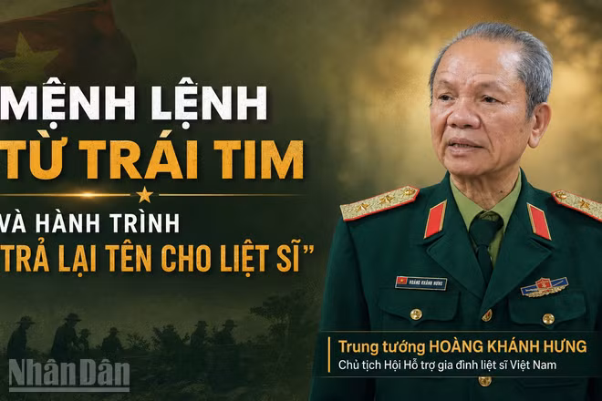 Trung tướng Hoàng Khánh Hưng, Chủ tịch Hội Hỗ trợ gia đình liệt sĩ Việt Nam. (Ảnh có sử dụng yếu tố AI)