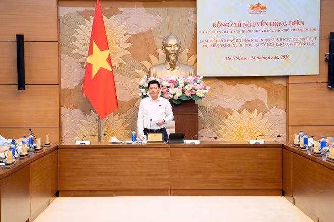 Phó Chủ tịch Quốc hội Nguyễn Hồng Diên chủ trì buổi làm việc.