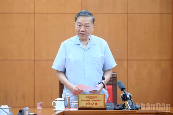 Tổng Bí thư, Chủ tịch nước Tô Lâm phát biểu tại cuộc làm việc. (Ảnh: ĐĂNG KHOA)