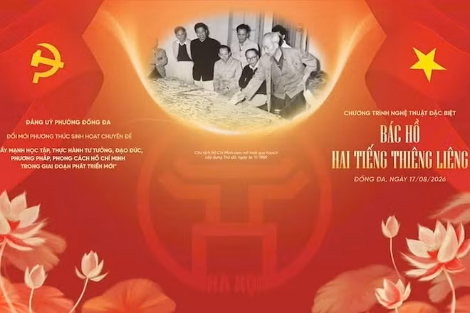 Chương trình nghệ thuật đặc biệt “Bác Hồ-Hai tiếng thiêng liêng”. (Ảnh: Ban tổ chức)