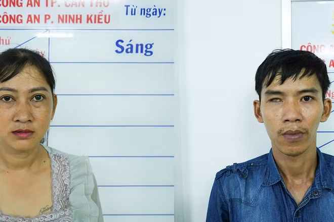 Trang và Lượm tại cơ quan công an.
