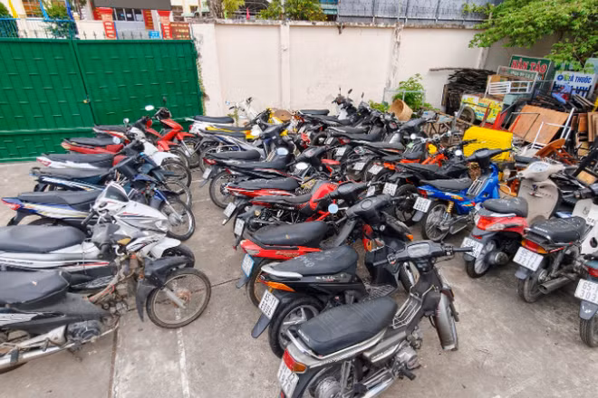 Lực lượng Công an thu hồi nhiều xe mô-tô bị trộm cắp.