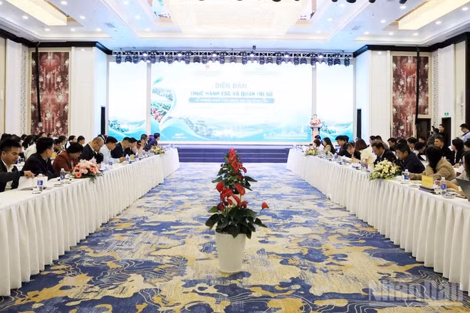 Quang cảnh Diễn đàn “Thực hành ESG và quản trị số: Vé thông hành vào chuỗi giá trị toàn cầu” tại Lâm Đồng.