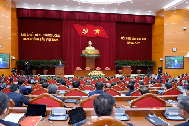 Phiên bế mạc Hội nghị lần thứ hai Ban Chấp hành Trung ương Đảng Cộng sản Việt Nam khóa XIV. (Ảnh: ĐĂNG KHOA)