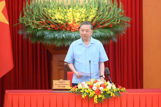 Tổng Bí thư, Chủ tịch nước Tô Lâm phát biểu tại cuộc làm việc. (Ảnh: ĐĂNG KHOA)