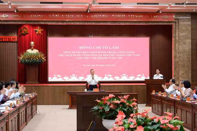 Tổng Bí thư, Chủ tịch nước Tô Lâm chủ trì cuộc làm việc với Thành ủy Hà Nội. (Ảnh: ĐĂNG KHOA)