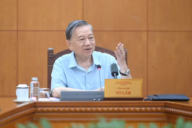 Tổng Bí thư Tô Lâm phát biểu chỉ đạo tại buổi làm việc. (Ảnh: ĐĂNG KHOA)
