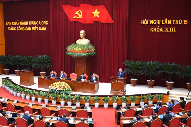 Hội nghị lần thứ 15 Ban Chấp hành Trung ương Đảng khóa XIII khai mạc trọng thể tại Thủ đô Hà Nội. (Ảnh ĐĂNG KHOA)