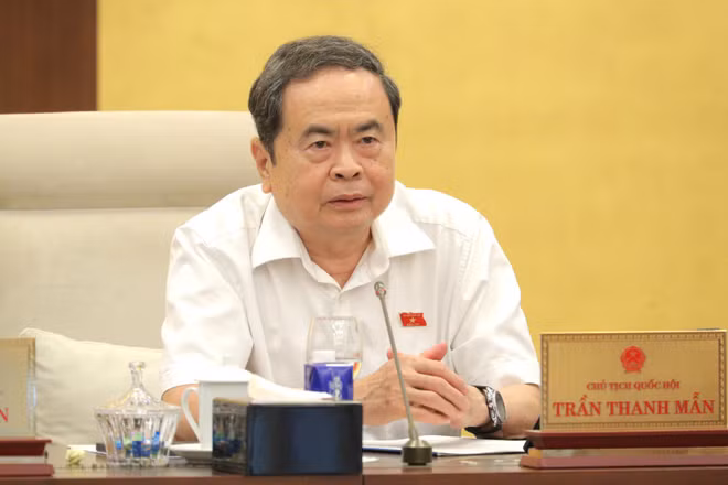 Chủ tịch Quốc hội Trần Thanh Mẫn phát biểu ý kiến tại phiên họp. (Ảnh: DUY LINH)