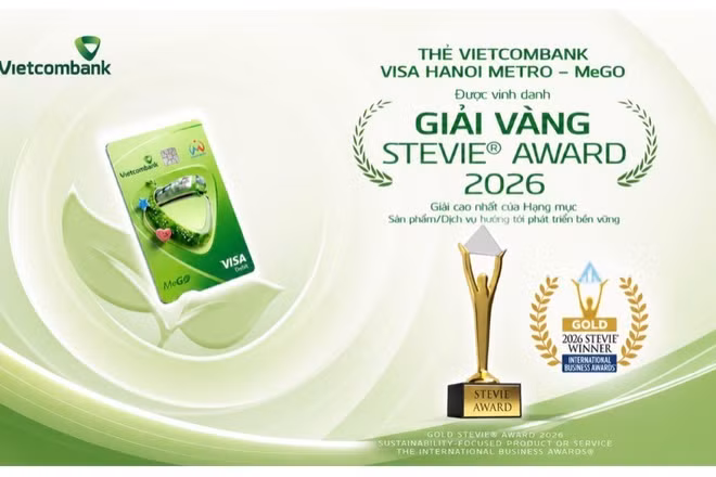 Thẻ MeGO-sản phẩm duy nhất được vinh danh tại hạng mục Sustainability-Focused Product or Service, Gold Stevie® Award 2026.