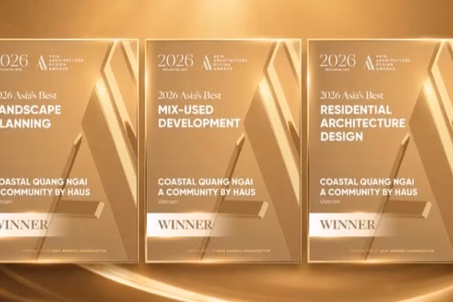 Coastal Quảng Ngãi nhận 3 giải thưởng tại Asia Architecture Design Awards.