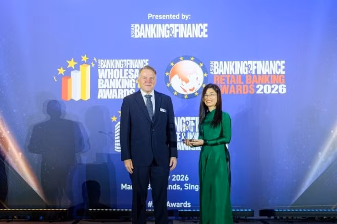 Vietcombank lập cú đúp giải thưởng quản lý rủi ro tại Asian Banking & Finance Awards 2026.