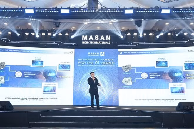 Ông Danny Le, Chủ tịch Hội đồng quản trị Masan High-Tech Materials phát biểu ý kiến tại Đại hội đồng cổ đông năm 2026 diễn ra ngày 16/4.